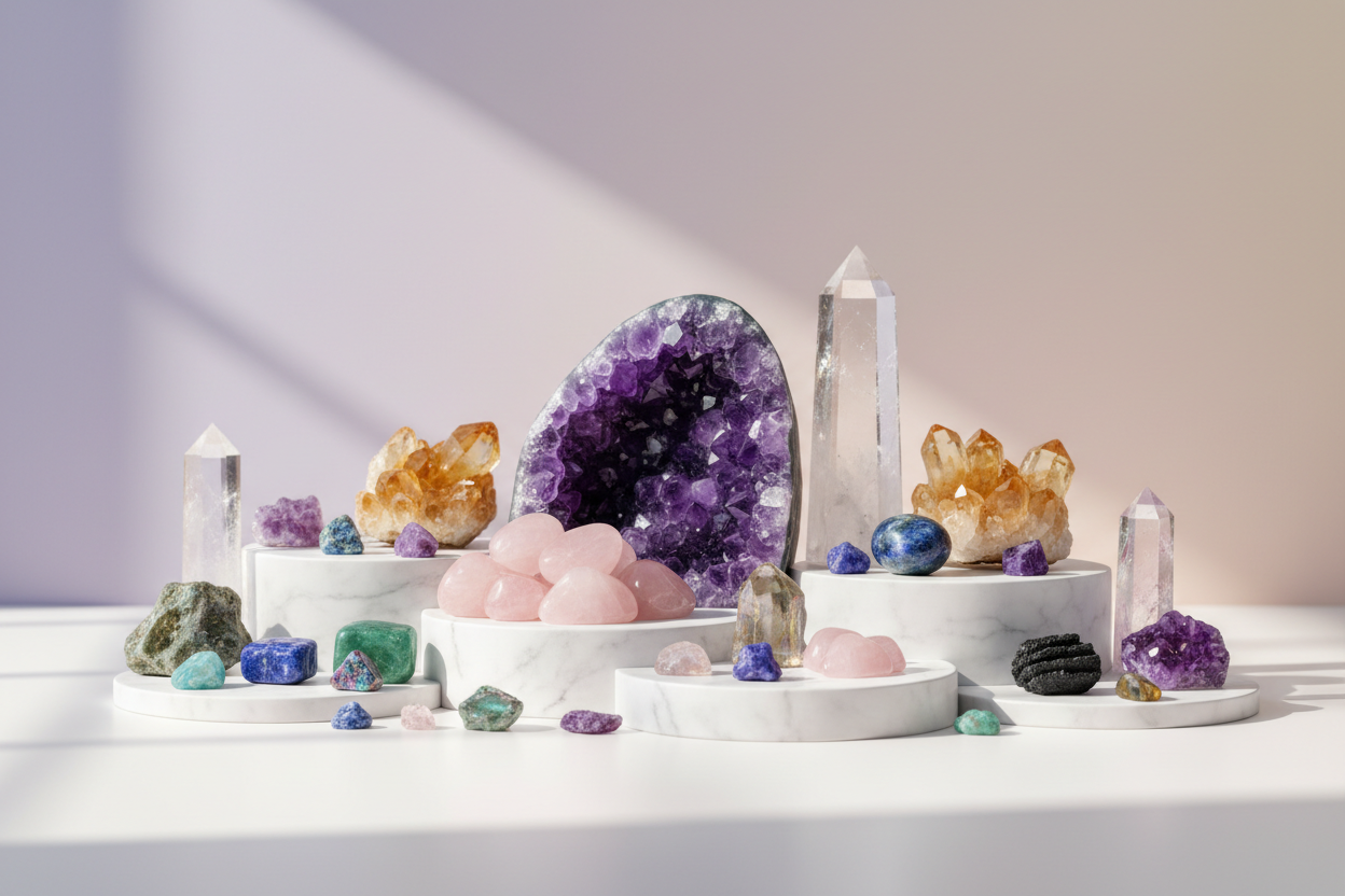 大的封面轮播图，上面有各种各样的水晶